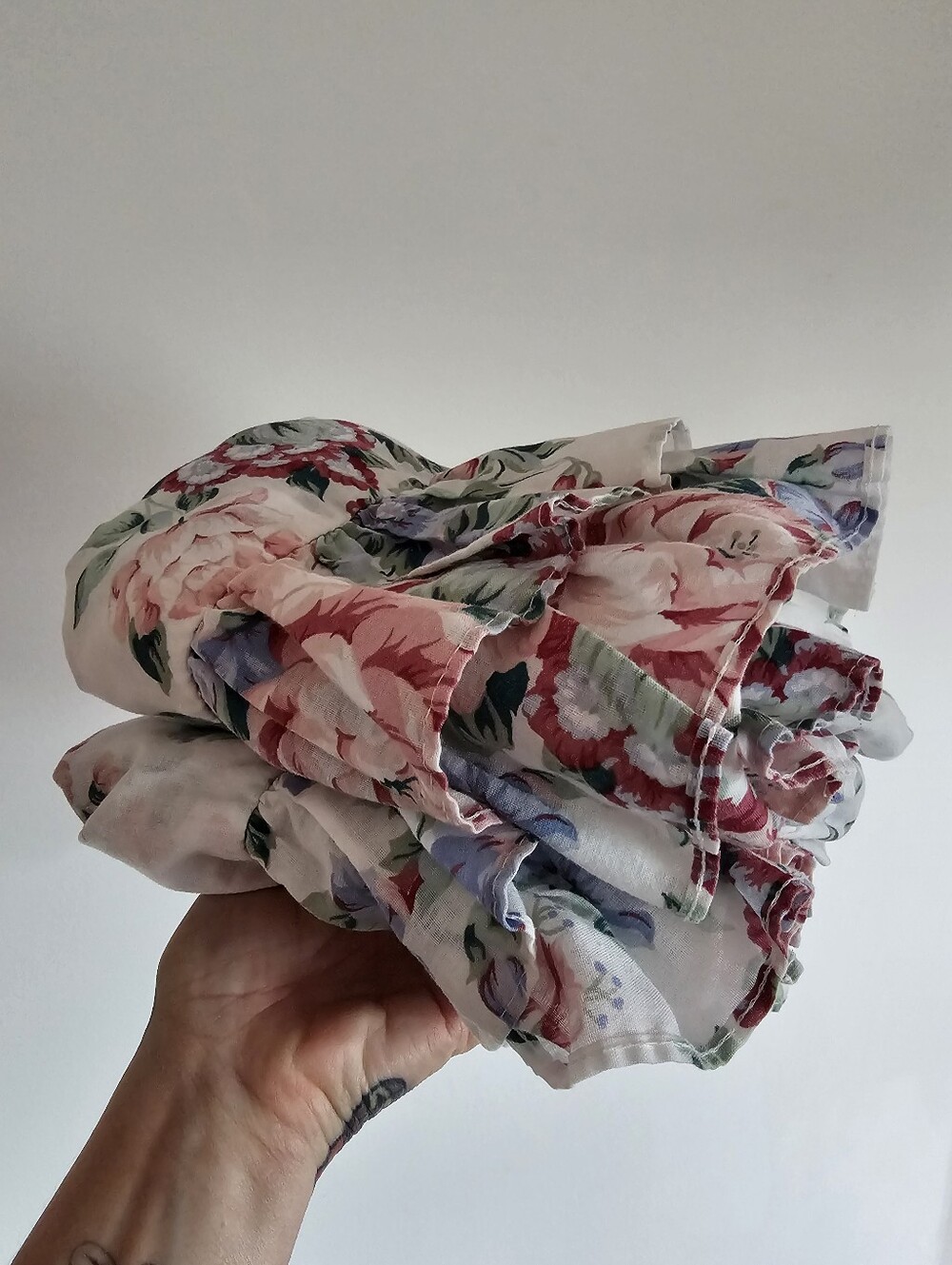 Pair of Vintage Floral Ruffle Pillow Shams